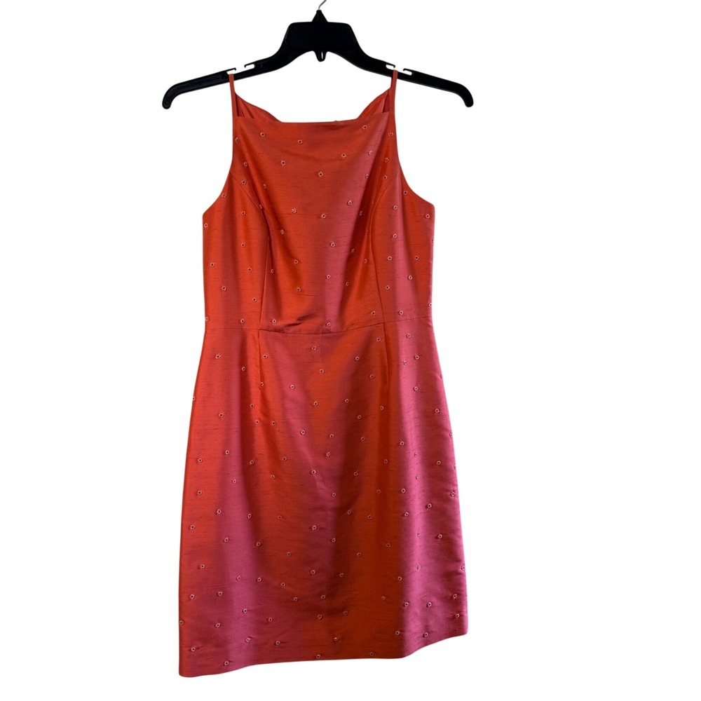 Ann Taylor Petites Coral Pink Silk Beaded Sheath Dress Size 8P NWT